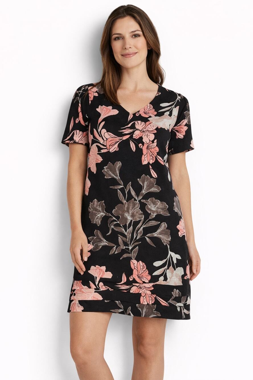 Nicole Miller Floral Linen Blend Dress Women Large NWT